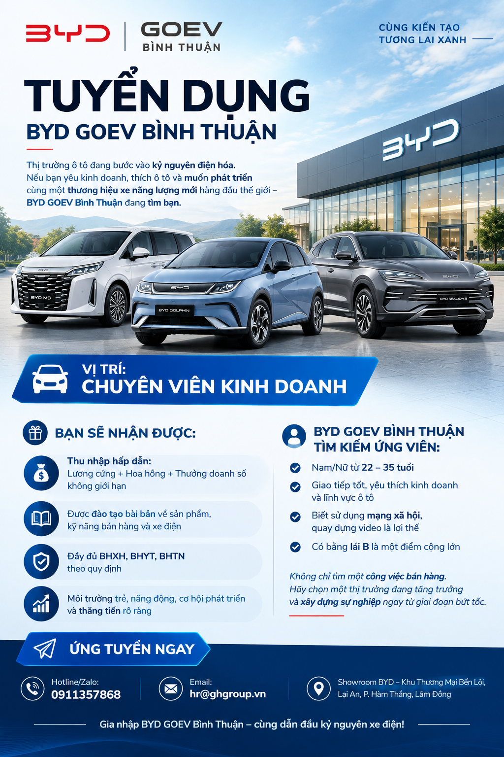 BYD GOEV BÌNH THUẬN TUYỂN DỤNG